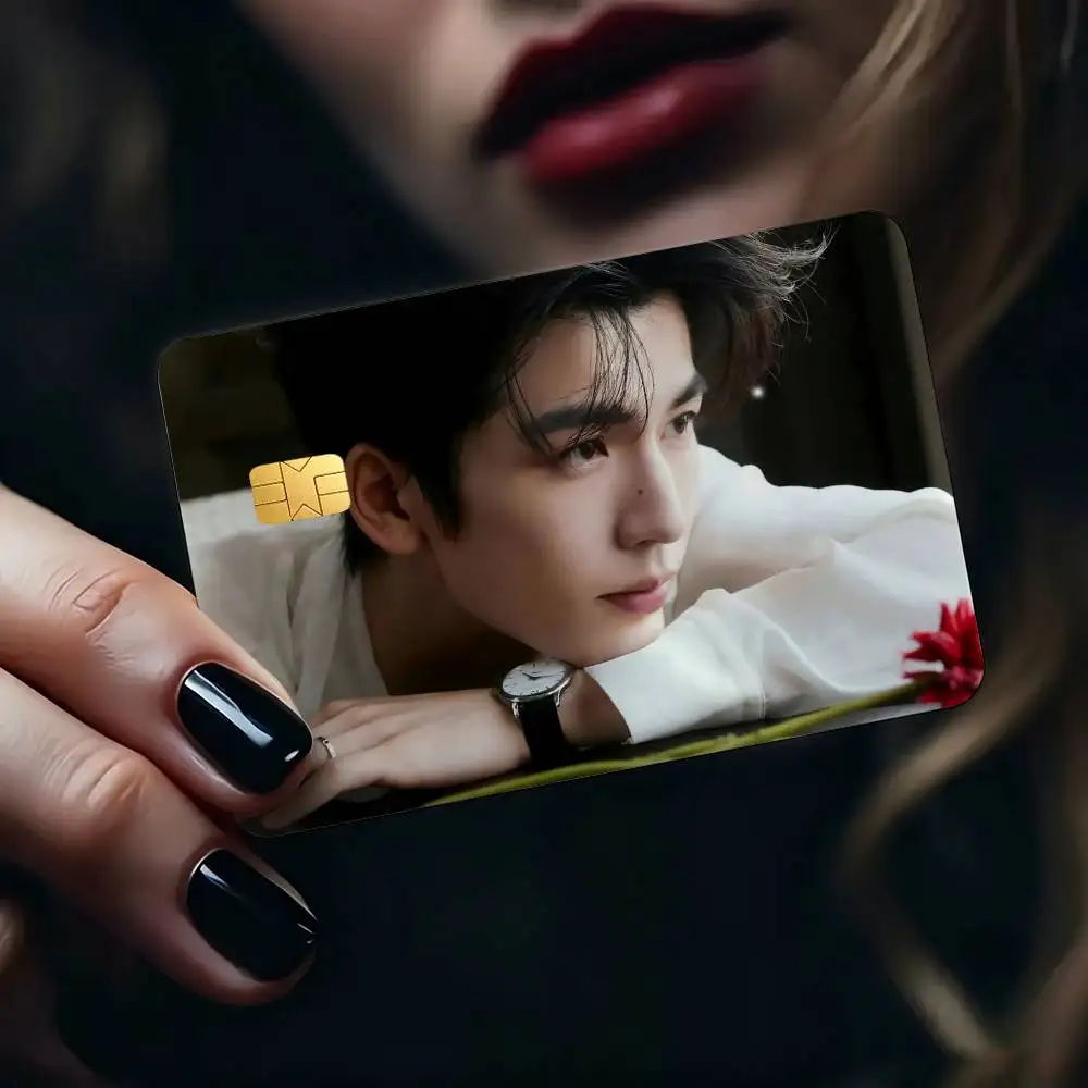 Handsome Z-Zhang Linghe X-Xie Zheng 1Set 4Pcs Waterproof Card Skin Stickers for Credit Bus IC Cards