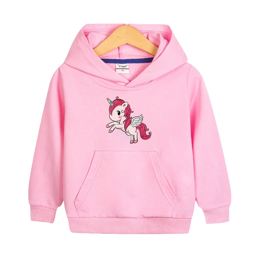 

Unicorn Quality Cotton 2024 New Tee Shirt Girls Clothing for Children T-shirt Pink Long Sleeve Kids Tops Bluey Clothes Hooded