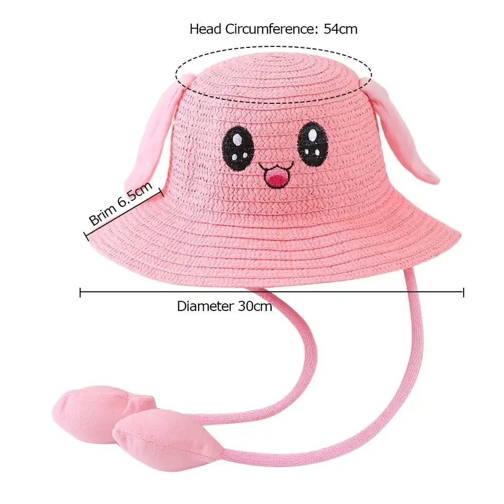 Kids Baby Bunny Hat with Moving Ears Rabbit Straw Hat Jumping Ear Funny Cap Wide Brim Sun Protection Hat Boys Girls Outdoor