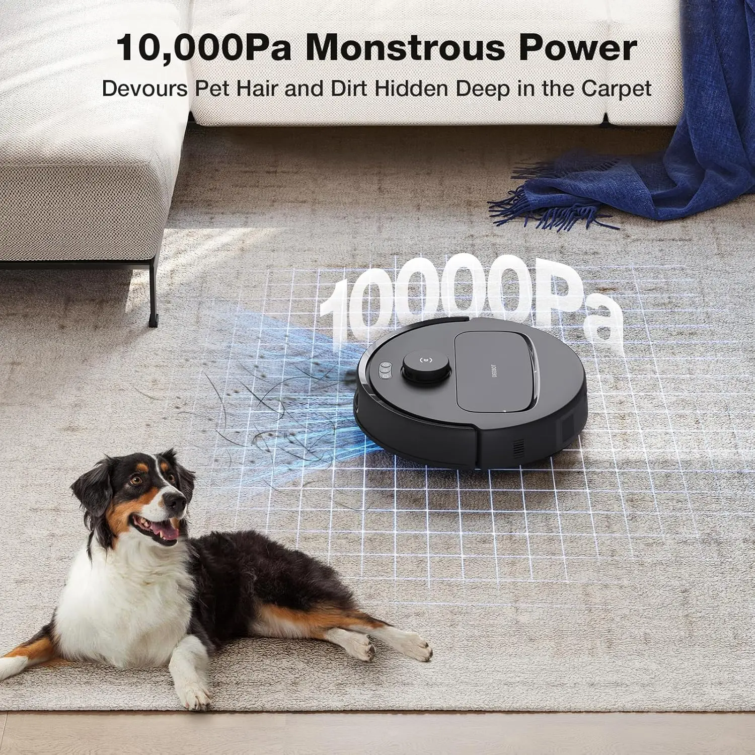 ECOVACSK Omni Robot Vacuum and Mop TruEdge Adaptive Edge Mopping ZeroTangle 2.0 Technology Self-Emptying Auto-Lift Mopping