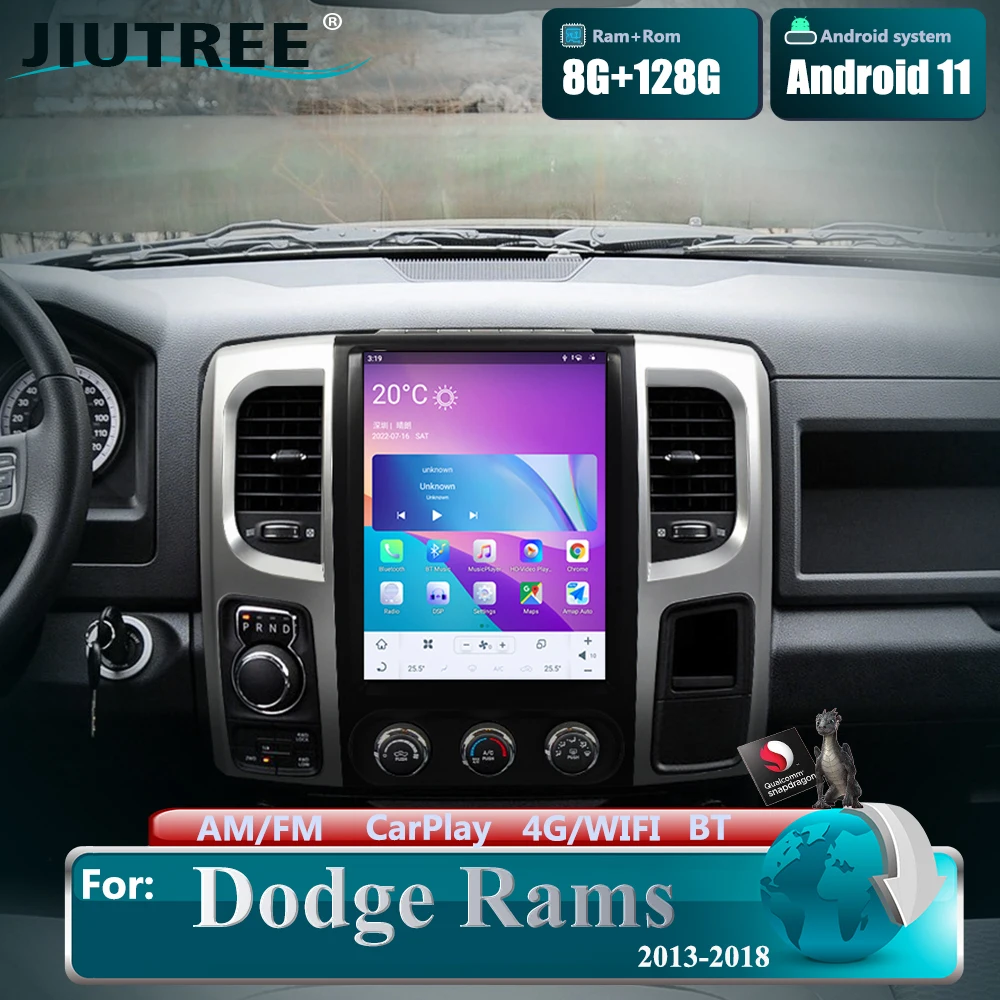 

GPS-навигатор с сенсорным экраном для Dodge Ram 2008-2011 Android Auto Carplay 12,1 дюймов Автомобильный радиоприемник мультимедийный стерео видеоплеер 128 ГБ