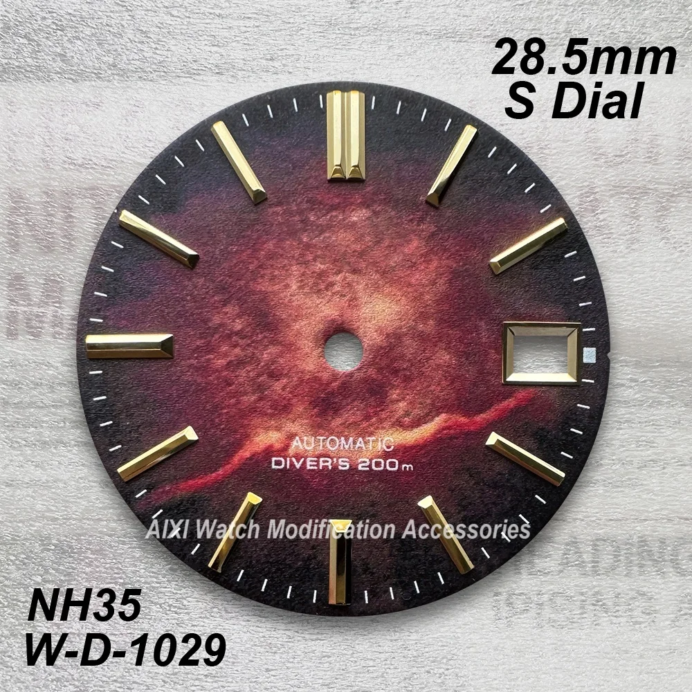 28.5mm logotipo s 3d impresso cor dial caber movimento nh35 acessórios de modificação de relógio de alta qualidade