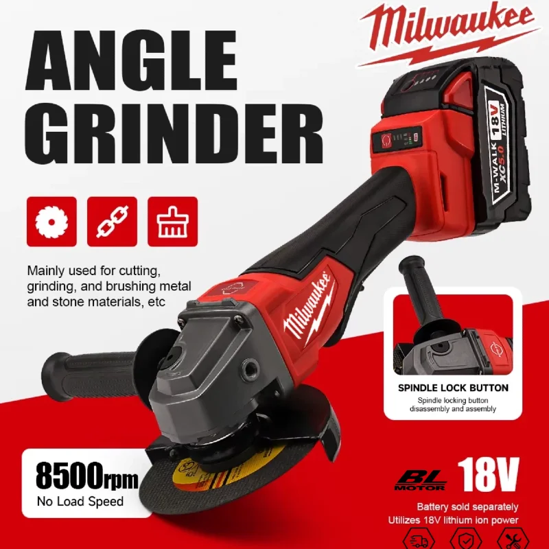 ميلووكي زاوية طاحونة 125 مللي متر فرش آلة تلميع قطع لا قفل مجداف التبديل أدوات كهربائية لاسلكية #1