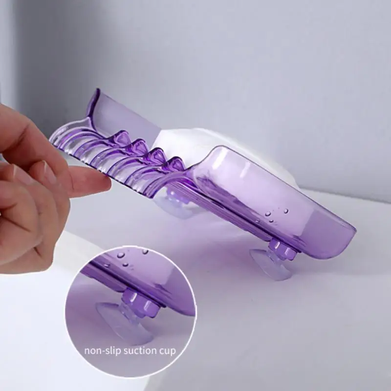1PC Waterfall Soap Holder Non-Slip Soap Dish Suction Cup Drain Soap Shower Soap Container Plastic Soap Tray For Bathroom