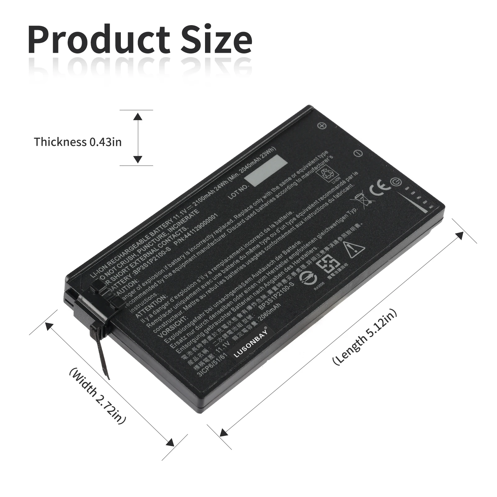 BP3S1P2100-S 24WH 2100mAh Replacement Battery For Getac V110 Rugged Notebook BP3S1P2100 441129000001 11.1V 3 Cells