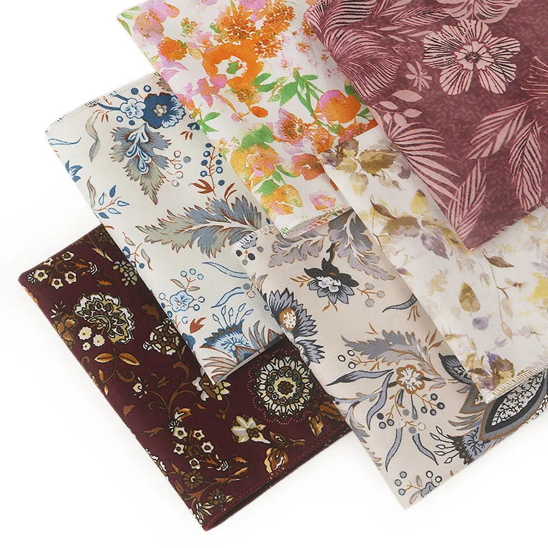 5 قطعة منشفة جيب قطنية زهرة أدبية ورجعية اللون الأعمال عادية متعددة الاستخدامات مربعة حمل 23*23 سنتيمتر