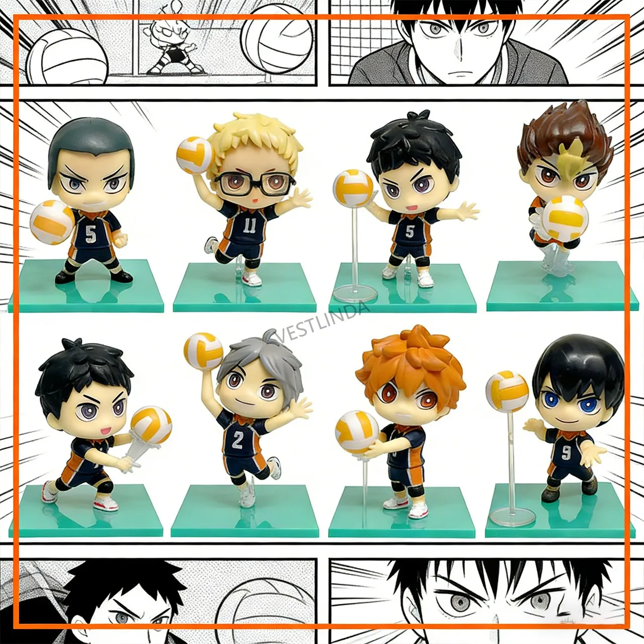 1/8 Stück Bestseller Volleyball Junior Q-Version Modell Niedliche PVC Handgefertigte Action-Version Anime Peripherie-Serie Deko-Spielzeuge