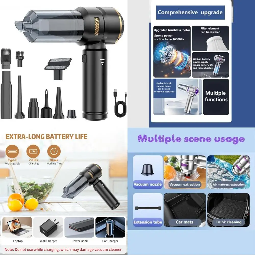 مكنسة كهربائية للسيارة للمركبات ذات 7 مقاعد، طاقة عرض، فلتر قابل للغسل، قابل لإعادة الاستخدام، مثالية لموديلات 2021-2024