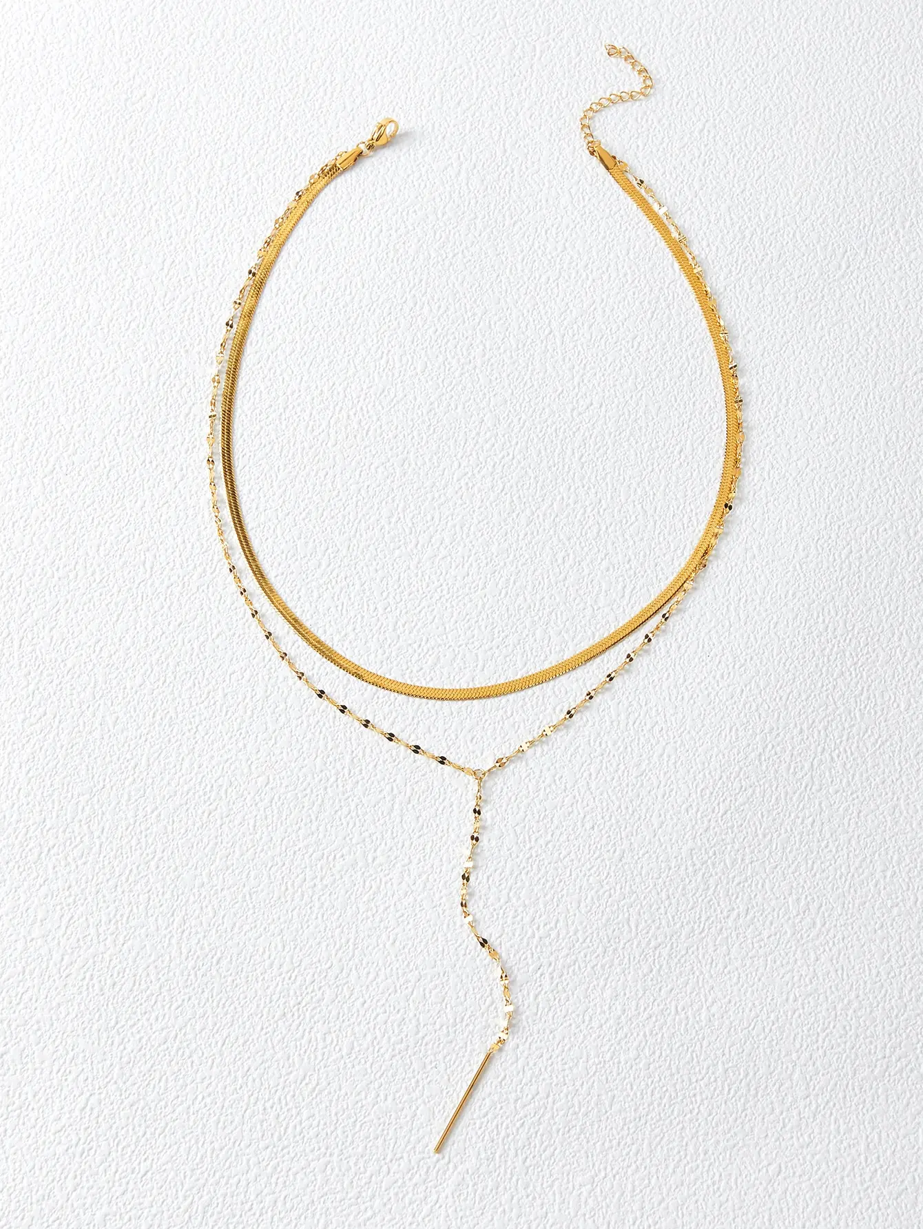 

Gold Tone Layered Snake Chain Y-Necklace for Women and Men