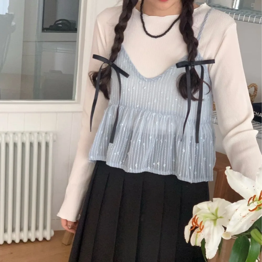 

Early Spring Lace Trim Csole Tank Top Korean Sle Layering Quali Women's Faion Inner Wear Versatile Versatile Scene