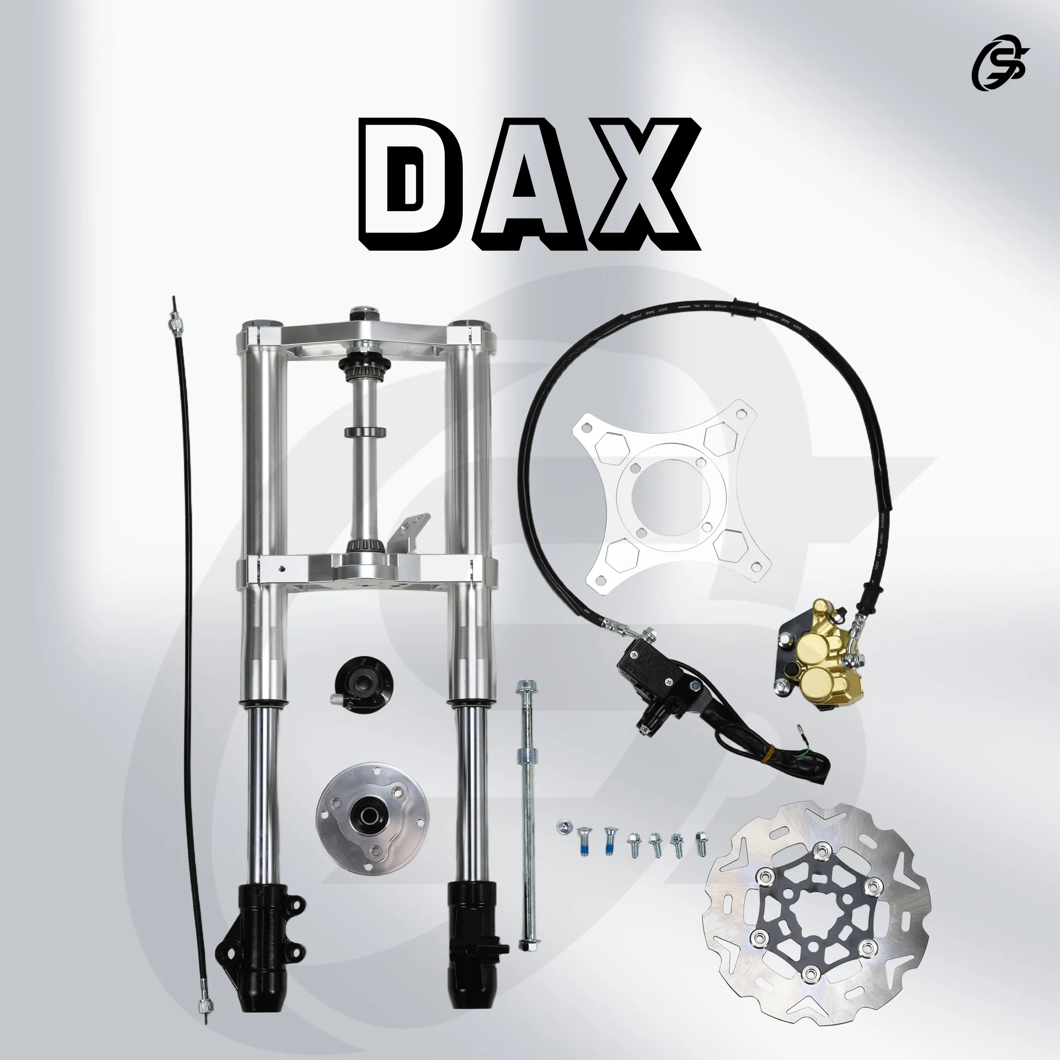 

Комплект вилки DAX CT70 610 мм, комплект передней вилки DAX ST70, серебристый комплект амортизаторов, скорость отскока нерегулируемая, для мотоцикла HONDA CT70