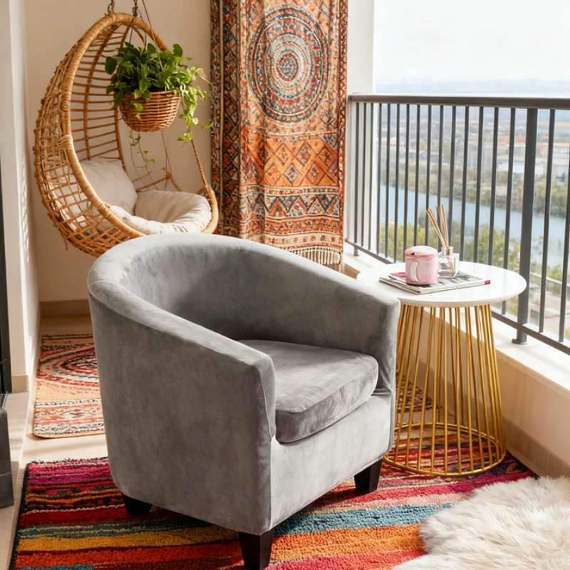 

New Velvet Seat Sofa Covers Elastic Club Armchairs Cover Living Room Arc Single Tub Couch Slipcovers with Seat Cushion Case 쇼파패드