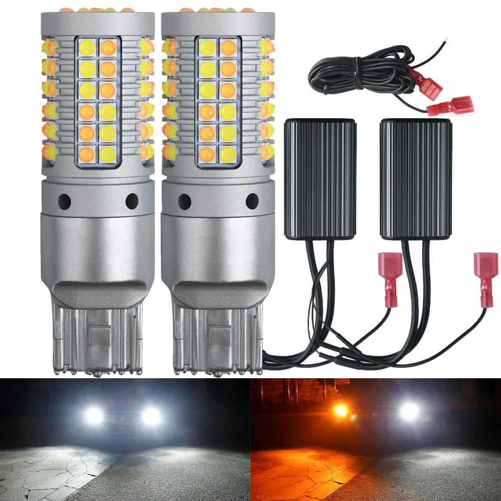 

T20 W21W WY21W 7440 BA15S BAU15S 1156 3030 Автомобильные светодиодные белые дневные ходовые огни Противотуманные фары Янтарные парковочные DRL Внешние фонари