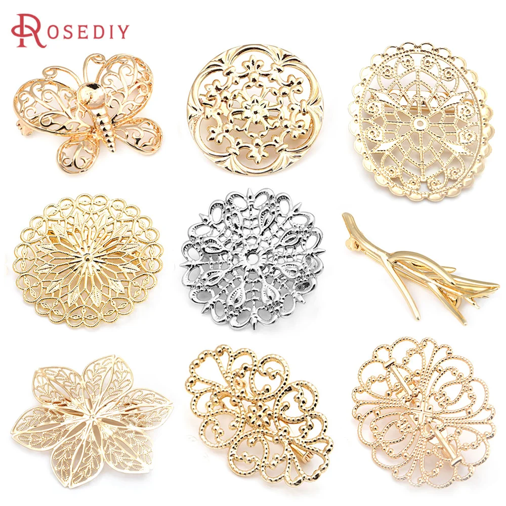 18K Gold Color Brass Decorative Spacer Disk Brooch Pins High Quality Diy Jewelry Making Supplies Accessories for Women