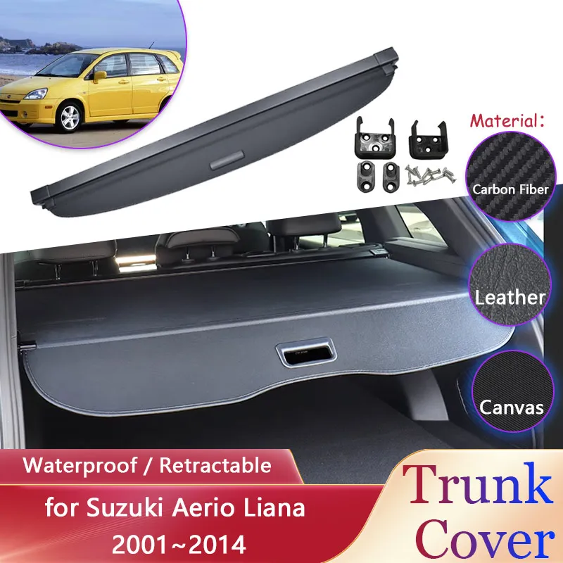 Car Trunk Curtain for Suzuki Aerio Liana 2001~2014 2002 2003 Luggage Rack Waterproof Retractable Cargo Pad Covers Accessories