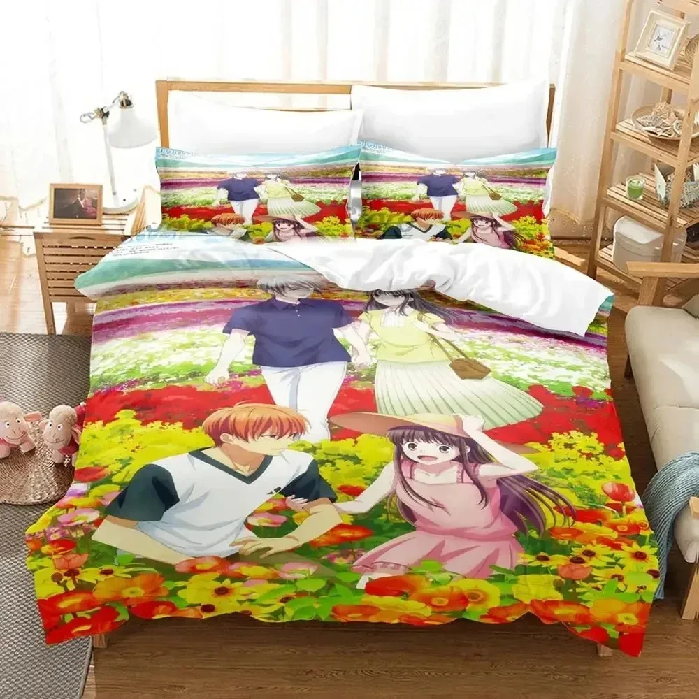 

Anime Fruits Basket Bedding Set Duvet Cover Bed Set Quilt Cover Pillowcase Comforter king Queen Size Boys Adult Bedding Set