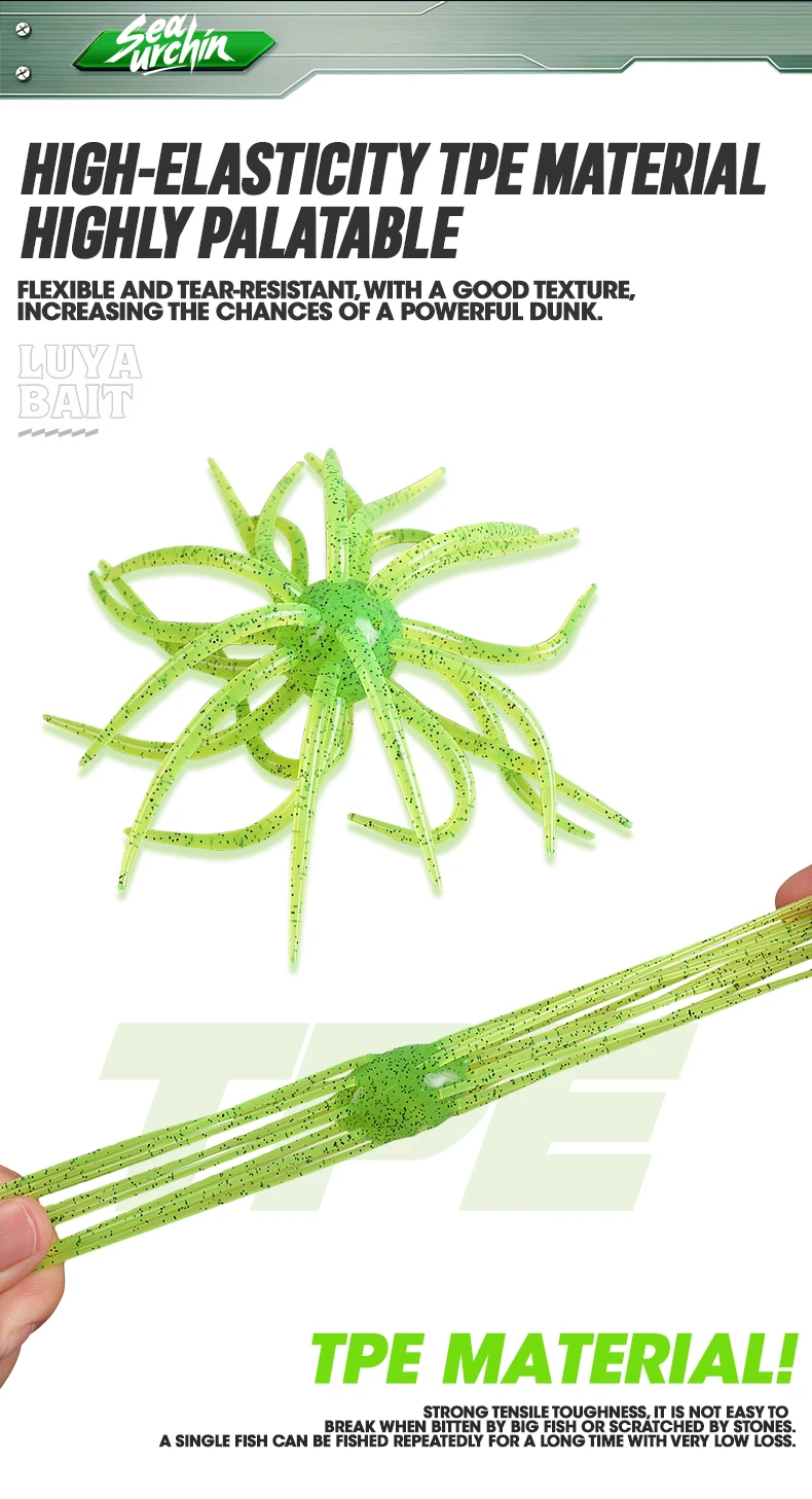 TAIYU 13cm Coike Urchin Weichköder, langlebiger Elastomer-Köder mit Tentakeln für Raubfische, Silikonköder, künstlicher Wurmköder – Detail 6