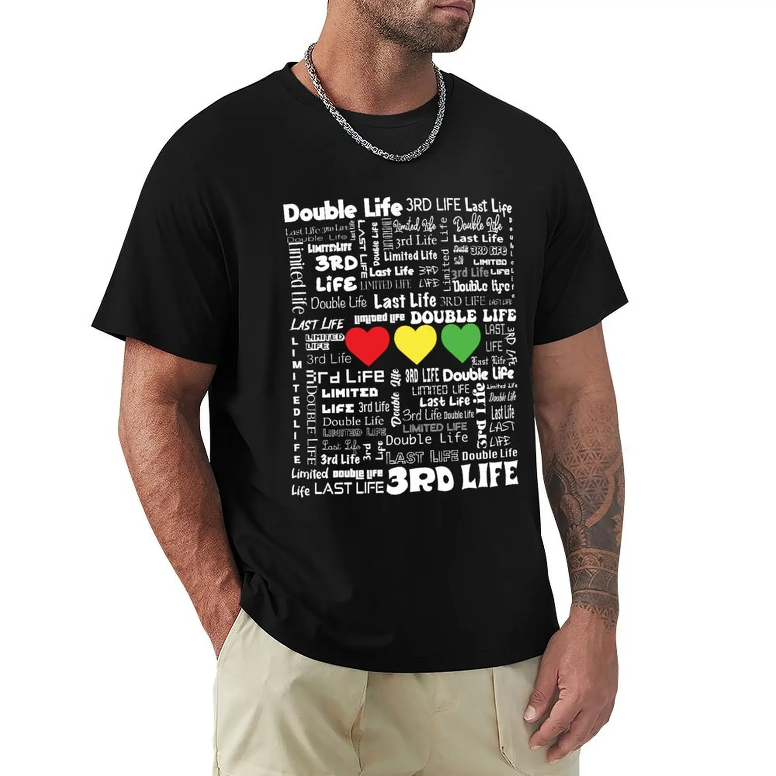 

Traffic Life, 3rd Life, Last Life, Double Limited Life Word Art T-Shirt plus sizes funny t shirts for men