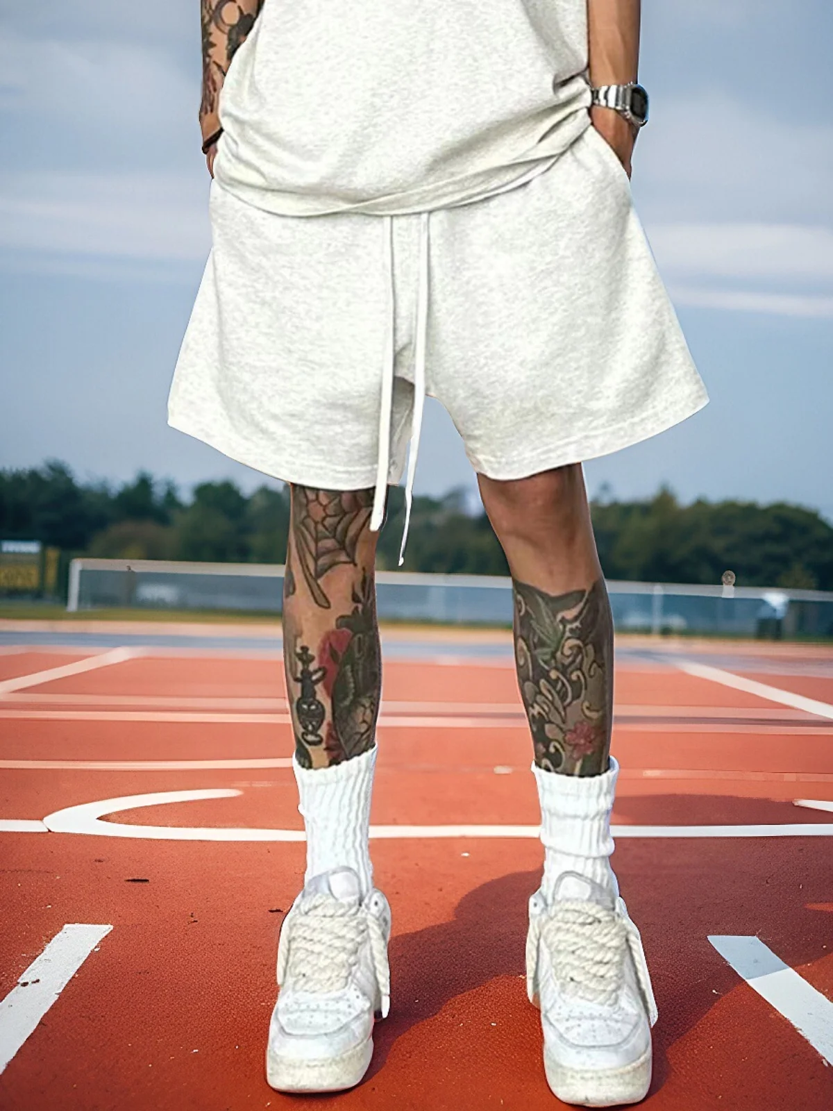 

Мужские летние тонкие повседневные спортивные свободные прямые спортивные штаны American Sle Four-Quarter orts Fitn High Street T...