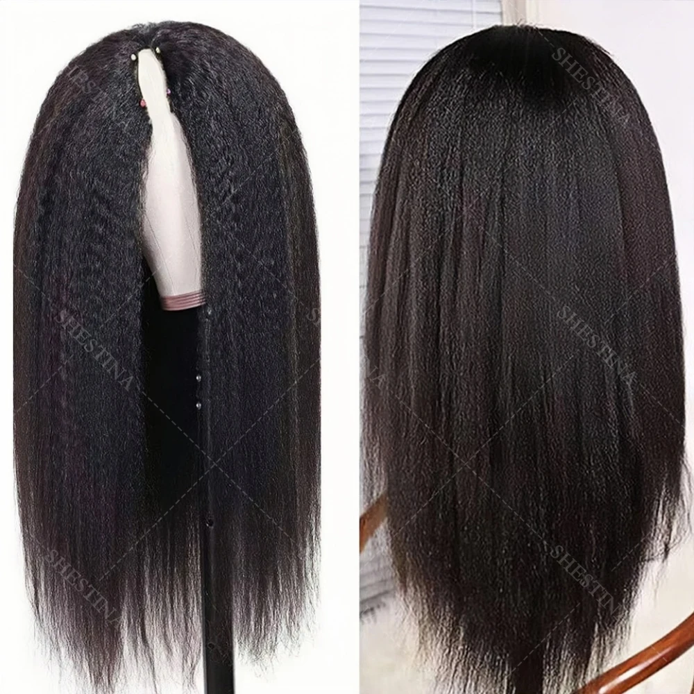 

Upgrade Machine Made Clip in V part Wig Kinky Straight Human Hair Glueless Wigs Ultra Comfort Adjustable Cap No Silk V Shape Wig
