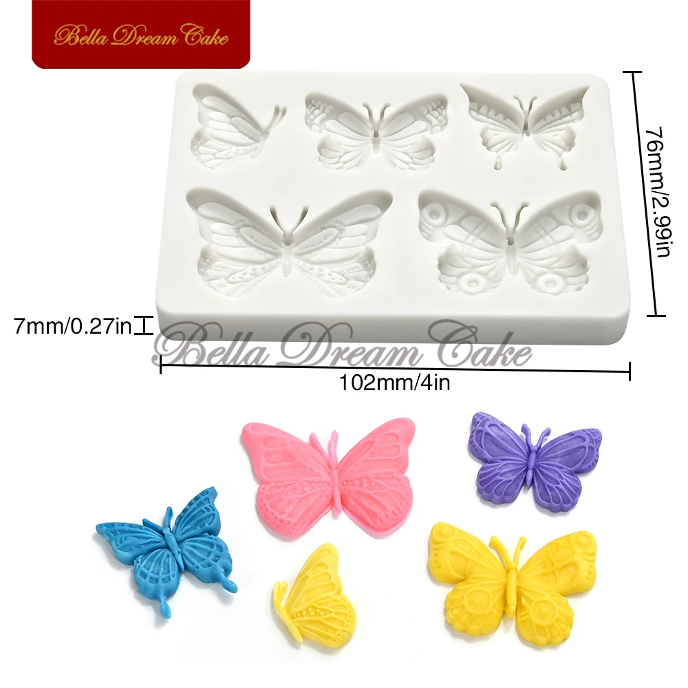 Mini Butterfly Design Silicone Mold 3D Fondant Chocolate Mould DIY Clay Model Wedding Cake Decorating Tools Kitchen Bakeware