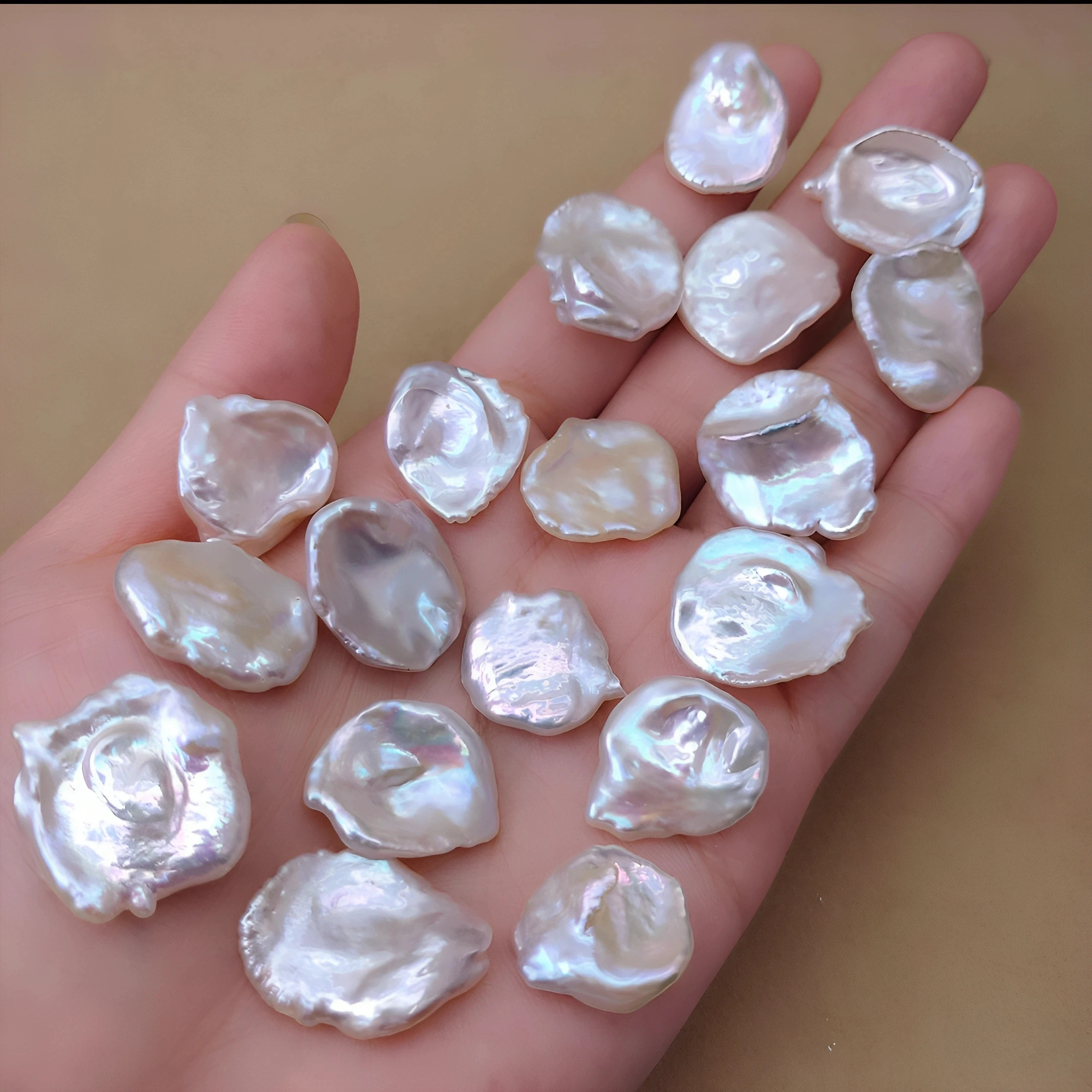 Perlas Keshi Blancas Plateadas JSS, Perlas Sueltas de 12-14 mm, Perlas Naturales de Agua Dulce, Forma Irregular Elegante, para la Elaboración de Joyería de Boda