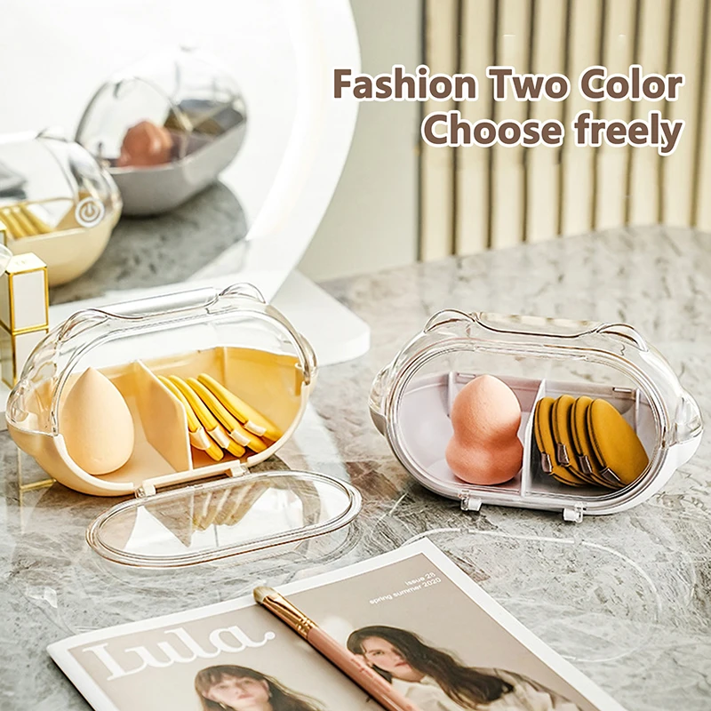 

Desktop Cosmetics Storage Box Dust-proof Makeup Organizer For Cotton Pads Swabs Beauty Egg Holder Bathroom Jewelry Organizer