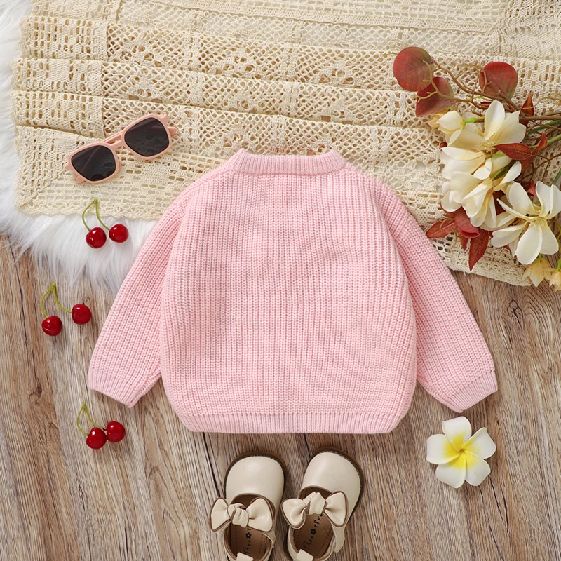 Baby Sweaters Knit Cute Cherry Pattern Newborn Infant Girls Crew Neck Long Sleeve Pullovers Knitwear 1-3Y Toddler Jumper Clothes