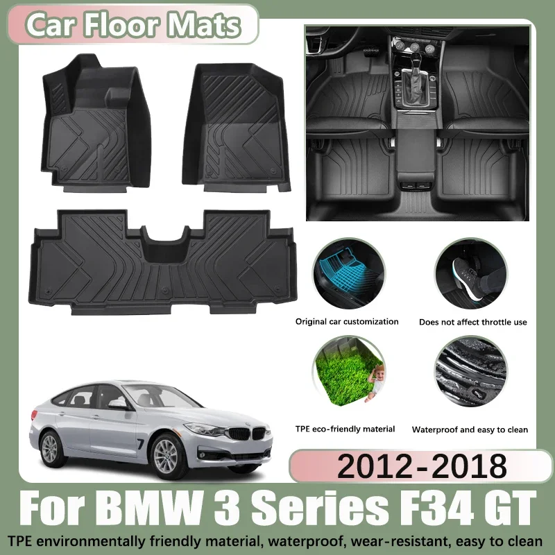 LHD Car Floor Mats for BMW 3 Series F34 GT 2012-2018 Auto Anti-dirt Pads Foot Waterproof Pads Custom Liner Mats Car Accessories