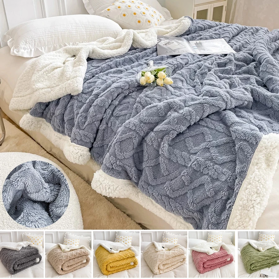 WOSTAR Soft warm plush thicken blanket winter fluffy coral fleece plaid blanket winter bed sheet throw sofa cover kids bedspread