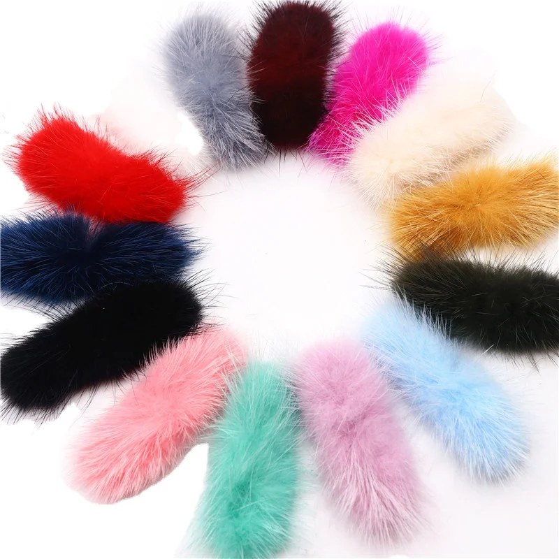 Real Natural Mink Fur Pompon Fluffy Bowknot Fur Diy Pom Poms Bow Tie for Ring Keychain Hat Headwear Craft Material