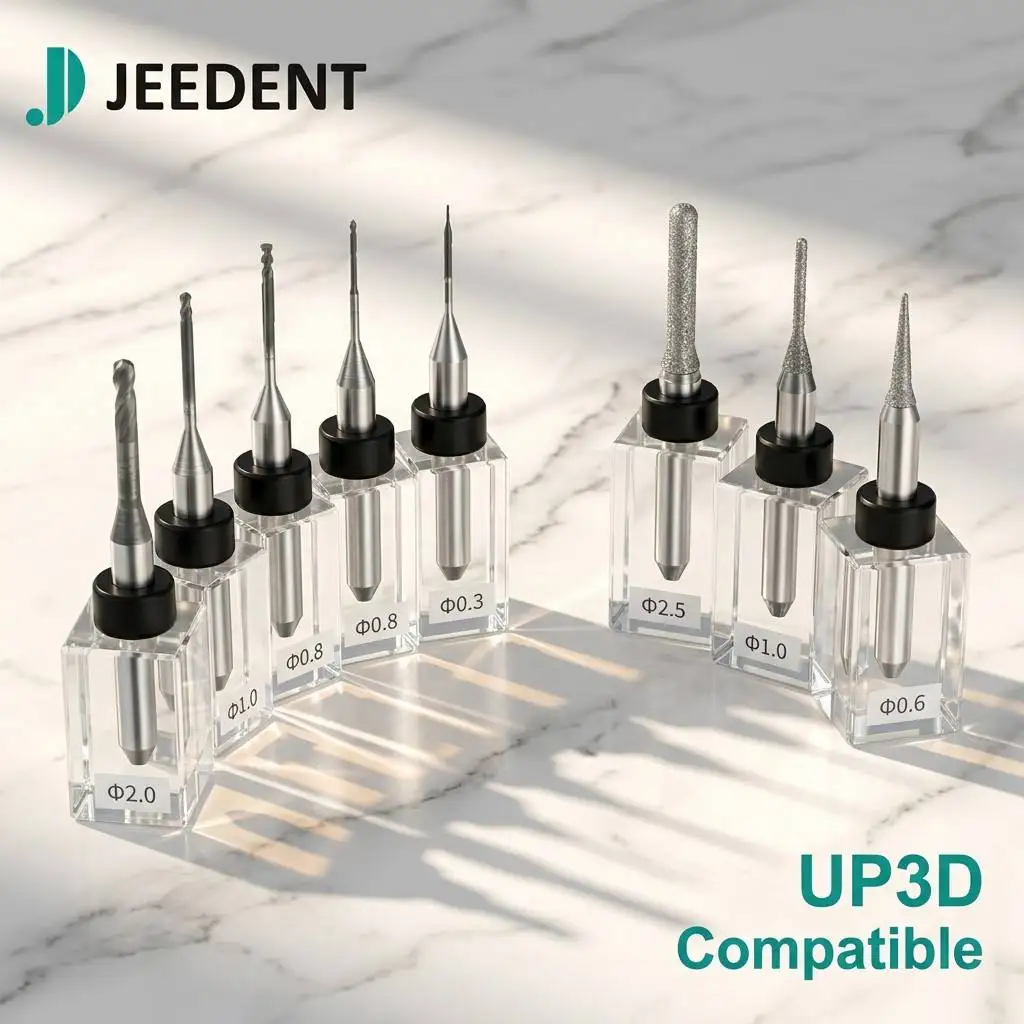 UP3D Milling Bur for Zirconia 0.6mm 1.0mm 2.0mm Shank Diamond Coated DC DLC High Performance Milling Tool for Dental Lab 1pc