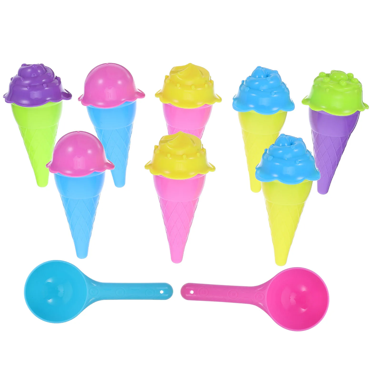 

2 Sets Plastic Ice Cream Cones Kids Beach Sand Toys Ice Cream Cones Cups and Scoop Outdoor Seaside Sandbox Toys for Children To