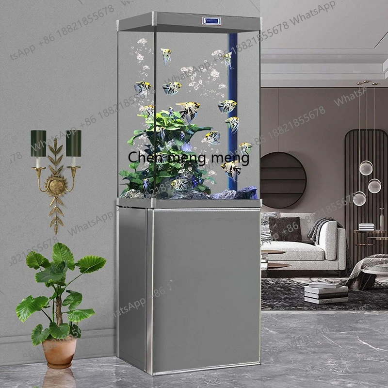 

Living room small floor-to-wall home landscaping vertical square ecological bottom filter aquarium