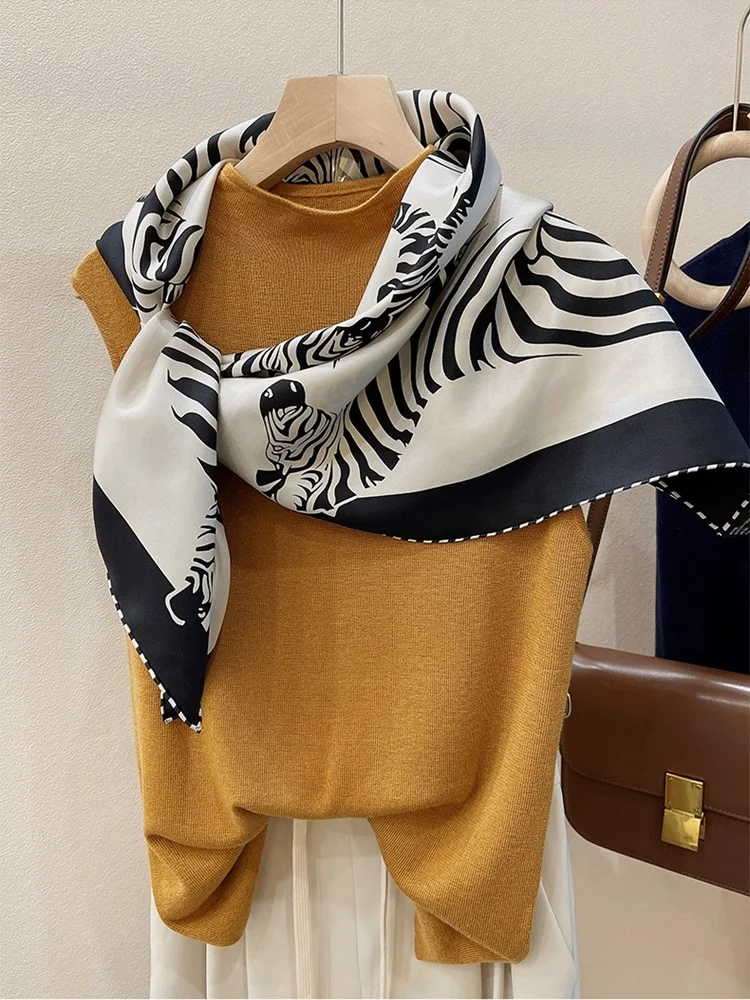 Zebra Print 100% Twill Silk Scarf Neckerchief Shawl Echarpe 35\