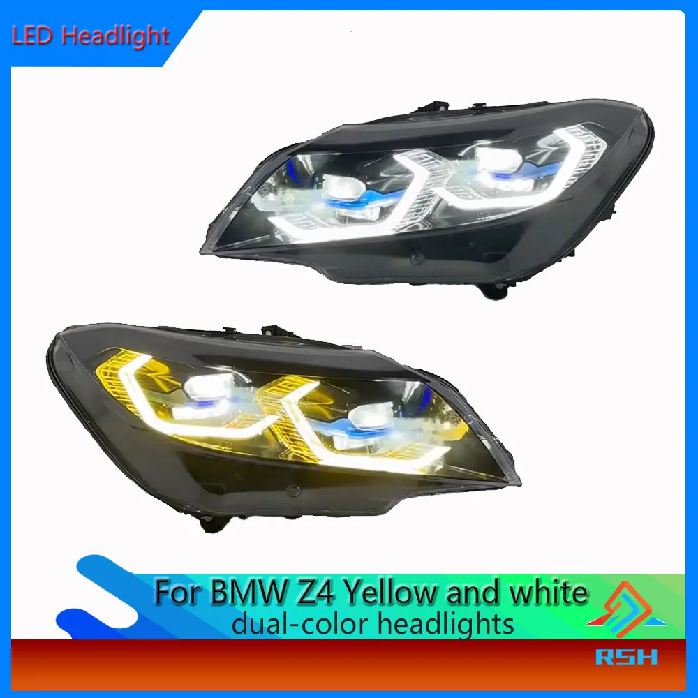 Car White Yellow Two-color Head Light For BMW Z4 E89 Turn Signal Headlight DRL daytime running light Auto Front Lamp Accessories
