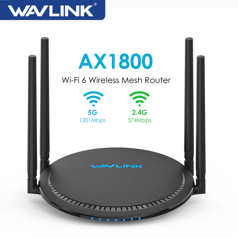 Wavlink AX1800 WiFi 6 Mesh Router 2.4G&5G Dual Band Gigabit Wireless Internet Router Up to 1500 Square Feet Coverage 64+ Devices