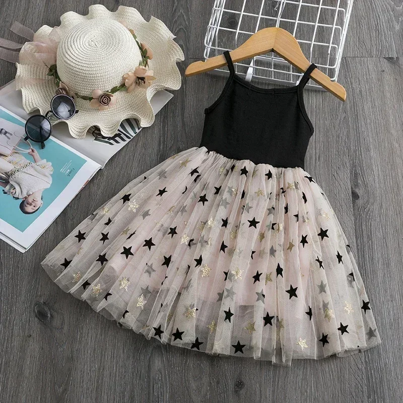 Little Girls Summer Dress for Kids Polka Dot Sequins Sling Tutu Princess Party Birthday Wedding Children Clothing Casual Dress