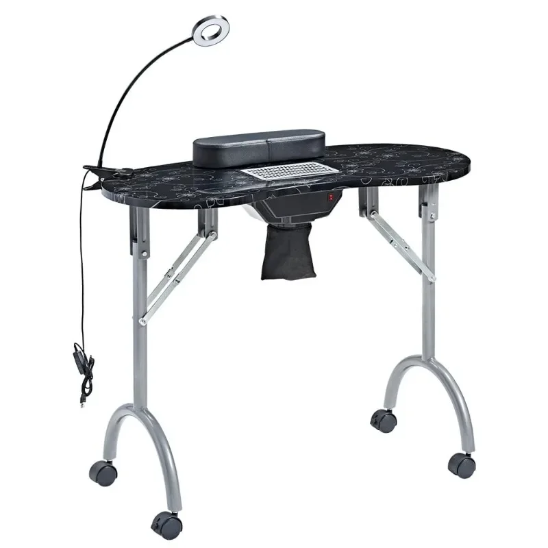 

Nail Desk Portable Manicure Table, Professional Nail Table with USB-plug LED Table Lamp