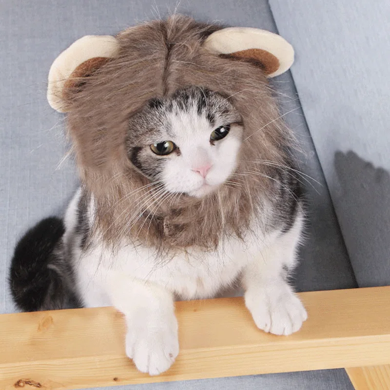 Pet Cat Decor Accessories Cute Lion Mane Cat Wig Hat for Dogs and Cat Small Dog Lion Wig Pet Clothing Accessories Ornament