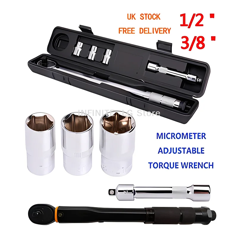 

Профессиональный динамометрический ключ с приводом 1/2 дюйма, 28-210 Нм, для ремонта автомобилей и велосипедов.