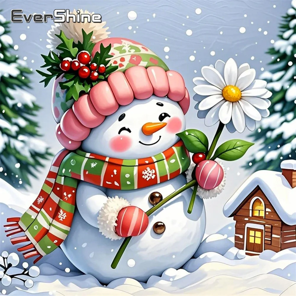 Evershine Diamant Stickerei Schneemann 5D DIY Kits Diamant Mosaik Blume Kreuz Stich Malerei Winter Neue Ankunft Dekor Für Zuhause
