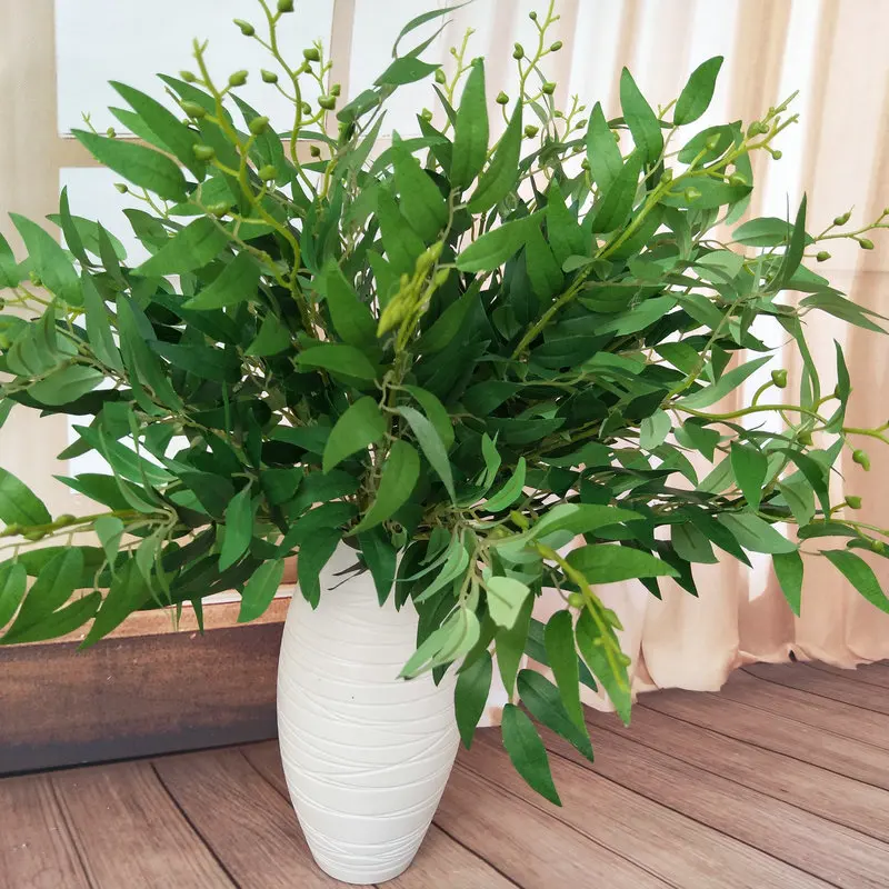 Gold Silver Artificial Plant Artificial Grass Plastic Fern Green Leaves Fake Flower Plant Wedding Home Decor Table Decoration