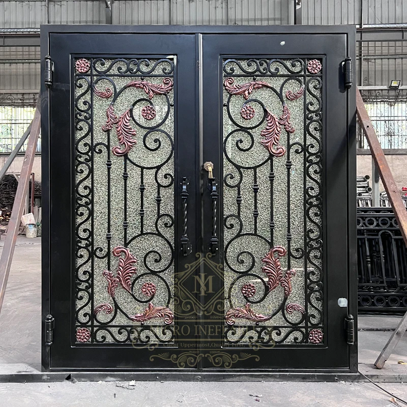 Best Seller Villa Gate Designs Entrance Double Security Door Wrought Iron Front Entry Door