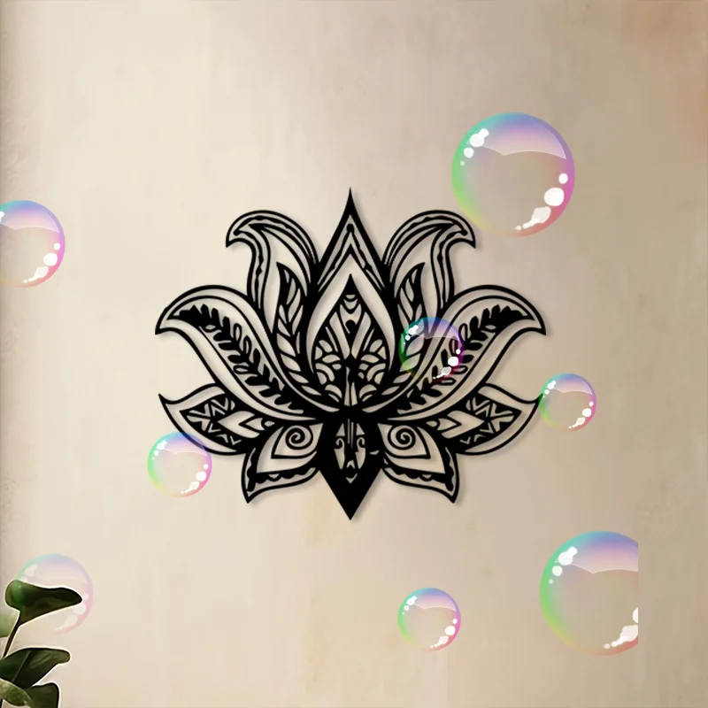 Lotus Mandala Iron Wall Art Spiritual Metal Decor Intricate Rustproof Hanging Meditation Room Bedroom Christmas Gift Ornament