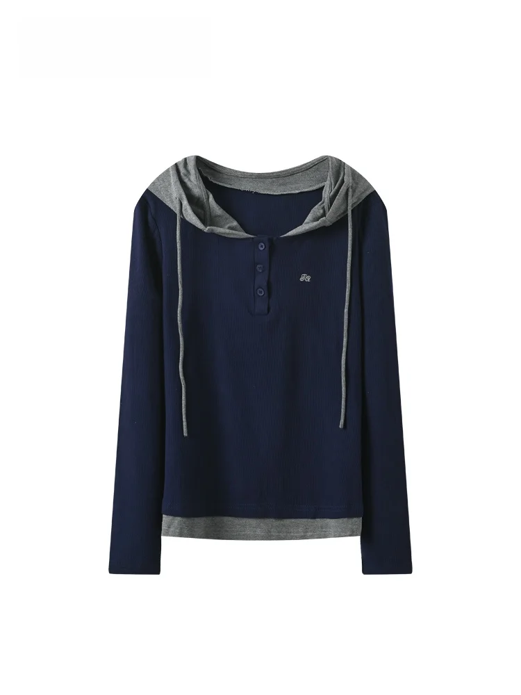 

Loose Long Sve Hoodie Women's plus Size Clothing Spring Faionable Casual Wear Polyester Fiber Vintage Sle T-irt