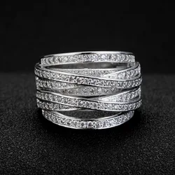 Trendy Luxury Crystal Engagement Ring for Women Diamond 925 Sterling Silver Rings 2021 Wedding Trend Female Jewerly Gifts