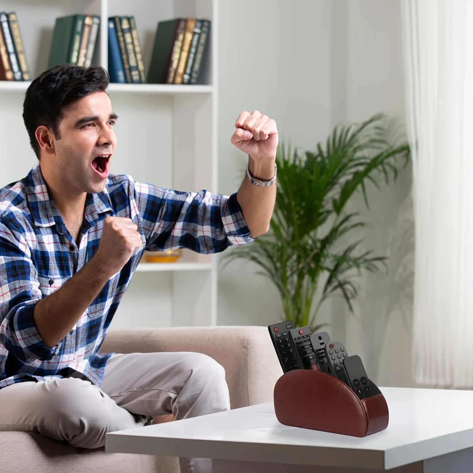 5 شبكة بو الجلود المنظم التحكم عن بعد الهاتف وحامل التلفزيون مكتب صندوق تخزين فرشاة مستحضرات التجميل