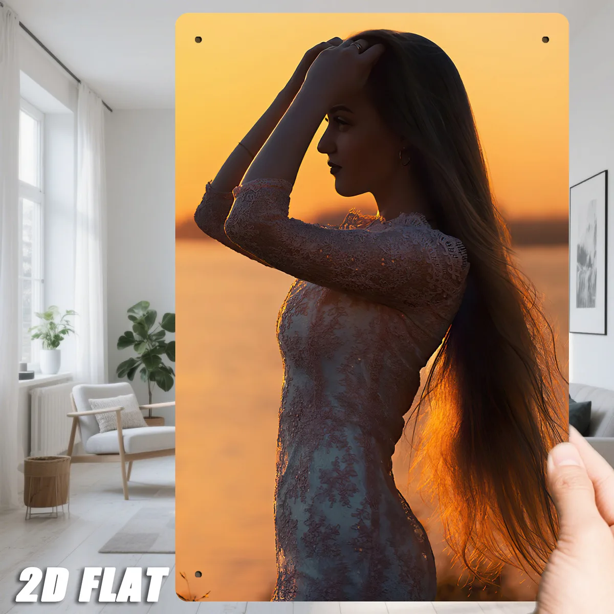 Vintage Metallschild mit Sonnenuntergang-Szene für Frauen - Retro 8x12 Zoll Eisenposter für Männerhöhle, Garten, Wanddekoration