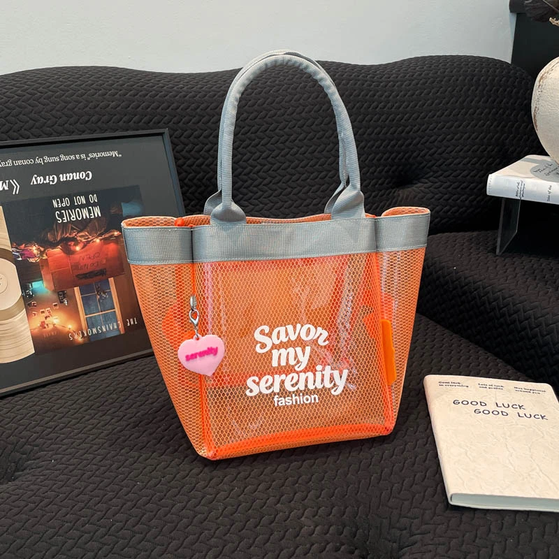 

New Fashion Jelly Handbag for Women Eco Friendly Large Capacity Tote Shopping Bag Reusable Waterproof PVC Beach Handbag Summer